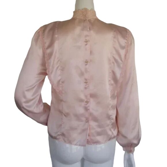 Vintage ILLUSTRATIONS Blouse, S, Lace Front, Statement shoulder, Long sleeve 80s - Picture 8 of 12